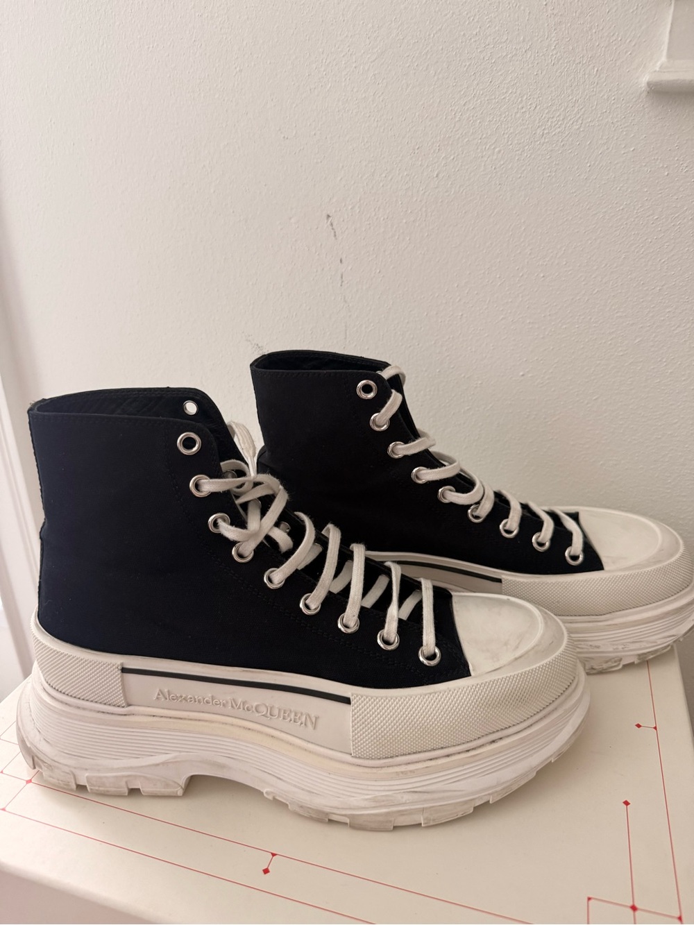 Alexander McQueen Black High-Top Platform Sneakers